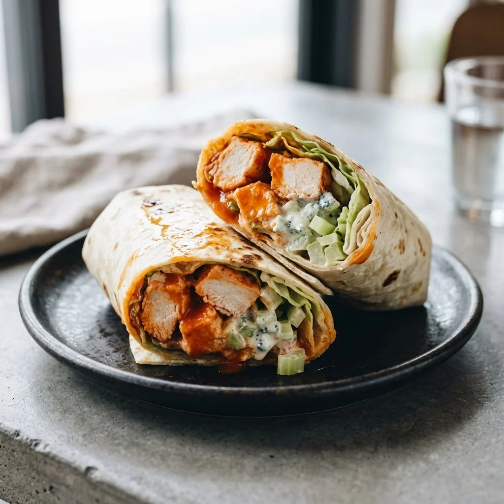 Delicious Buffalo Chicken Wrap with fresh ingredients and spicy flavor