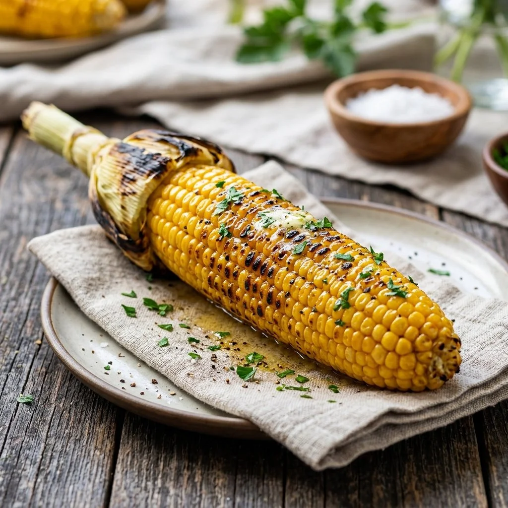 Delicious grilled corn on the cob served at a summer barbecue