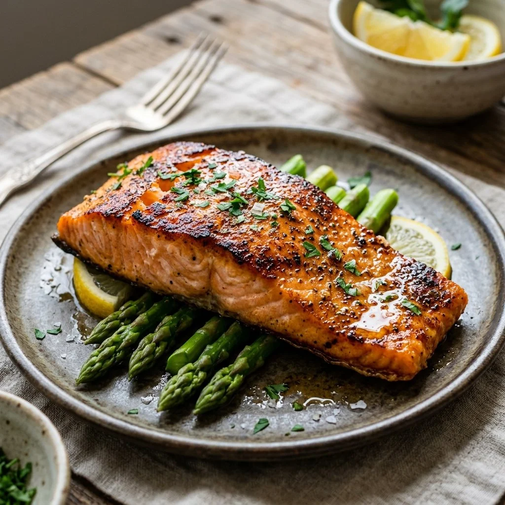 Deliciously cooked Air Fryer Salmon with herbs and spices