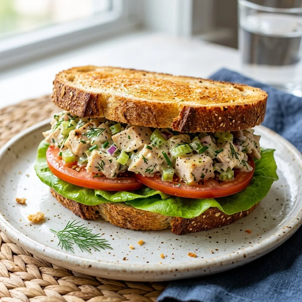 Delicious Chicken Salad Sandwich with fresh ingredients and tender chicken