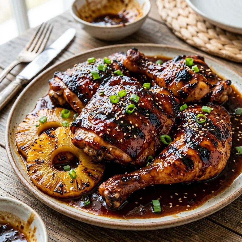 Grilled Hawaiian BBQ Chicken with tropical flavors and vibrant presentation