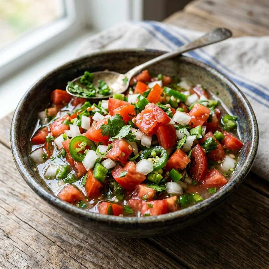 Fresh Pico de Gallo salsa made with tomatoes, onions, and cilantro
