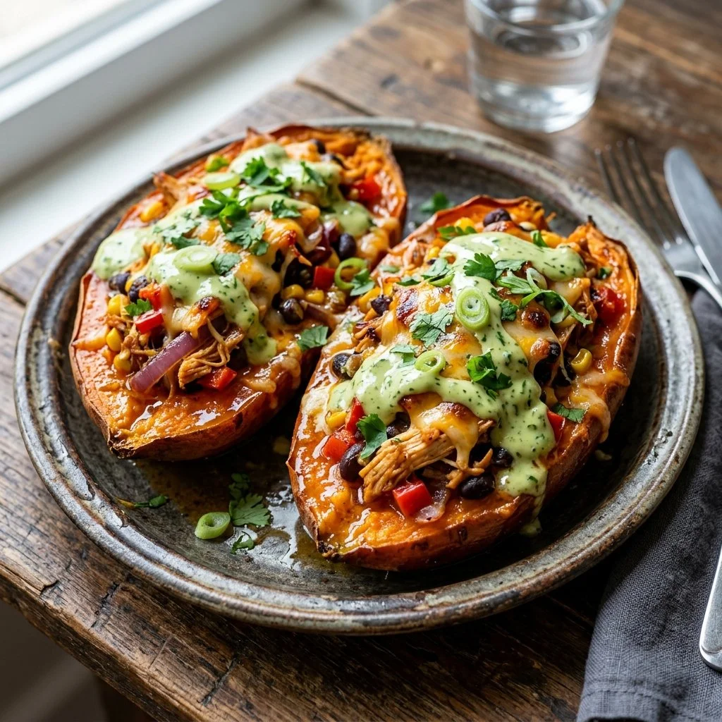 Delicious stuffed sweet potatoes with healthy fillings