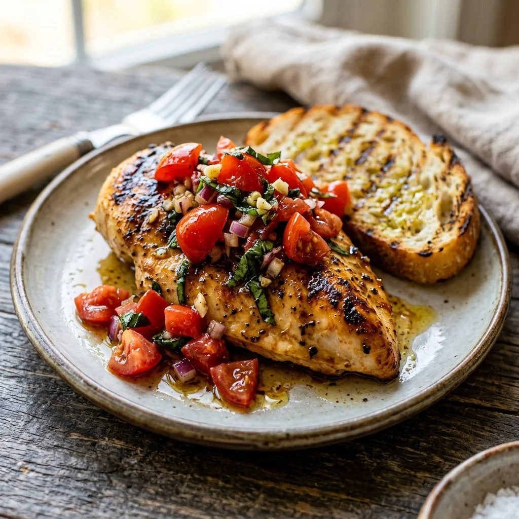 Delicious Bruschetta Chicken with fresh tomatoes and basil