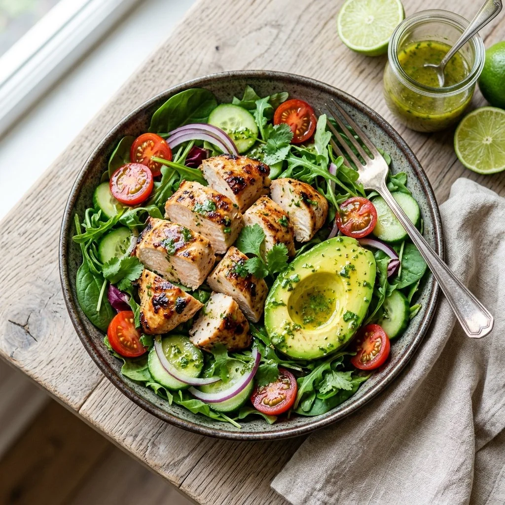 Delicious Chicken Avocado Salad with fresh ingredients and vibrant flavors