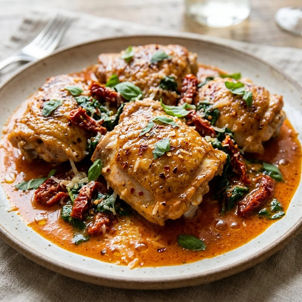 Delicious Marry Me Chicken served on a plate with herbs and creamy sauce.