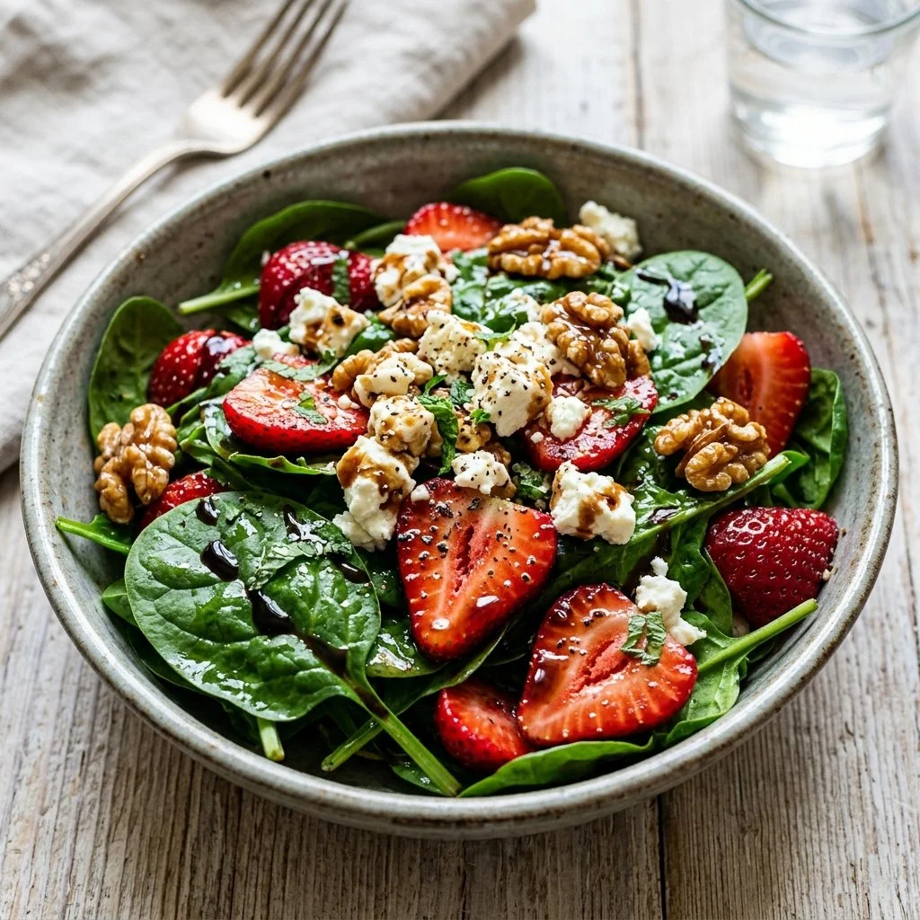 Fresh Spinach Strawberry Salad with vibrant colors and healthy ingredients
